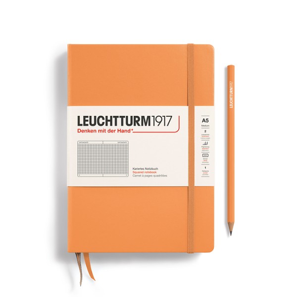 Notizbuch Medium (A5), Hardcover, 251 nummerierte Seiten, Apricot, kariert