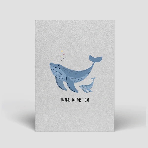 Postkarte Geburt "Hurra, du bist da"
