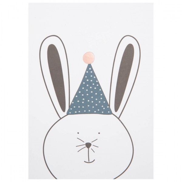 Tierparty Postkarte – Feier Hase