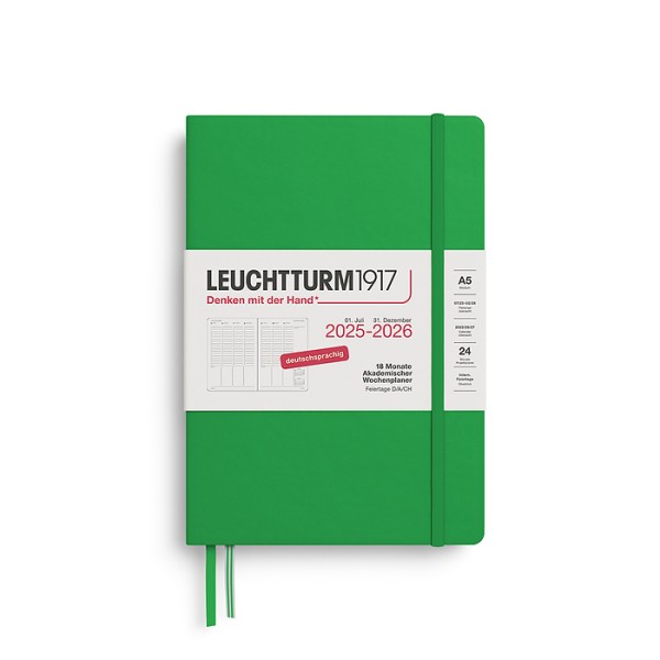 Akademischer Wochenplaner, 18 Monate, Medium A5 2026 hardcover, Spring Leaf
