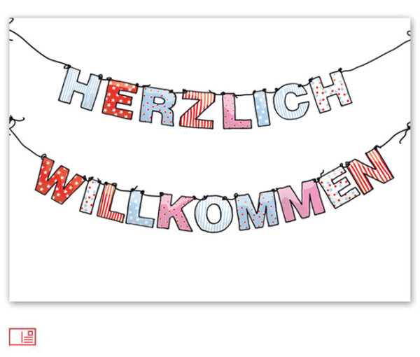 Postkarte Herzlich Willkommen