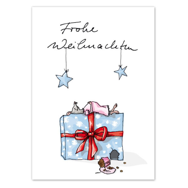 Postkarte Satte Maus