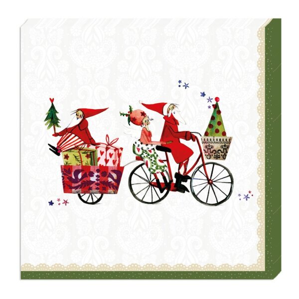 Servietten – Weihnachtsfahrrad