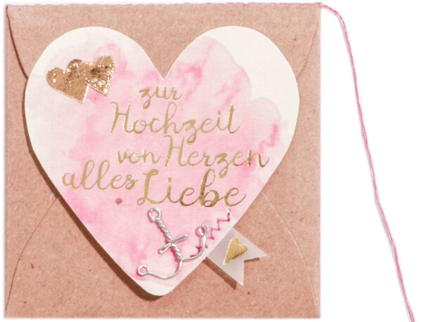 Mini Herz Kärtchen – Zur Hochzeit von Herzen alles Liebe