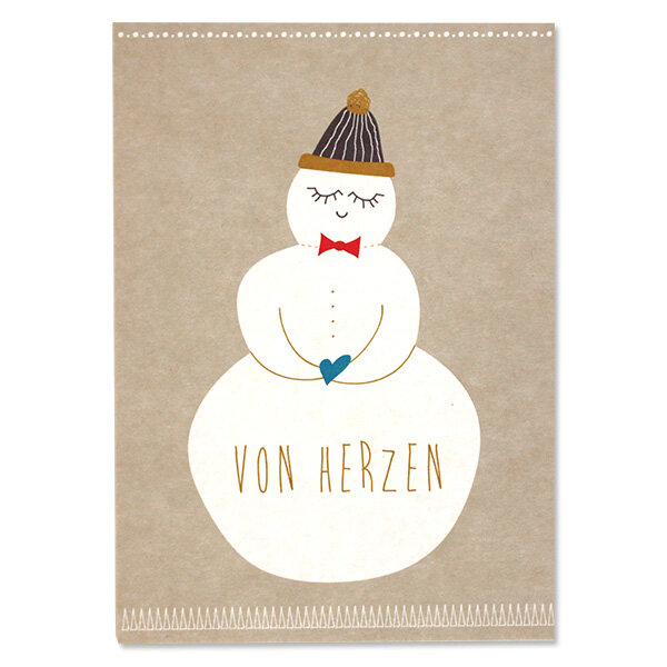 Postkarte – Von Herzen, Schneemann