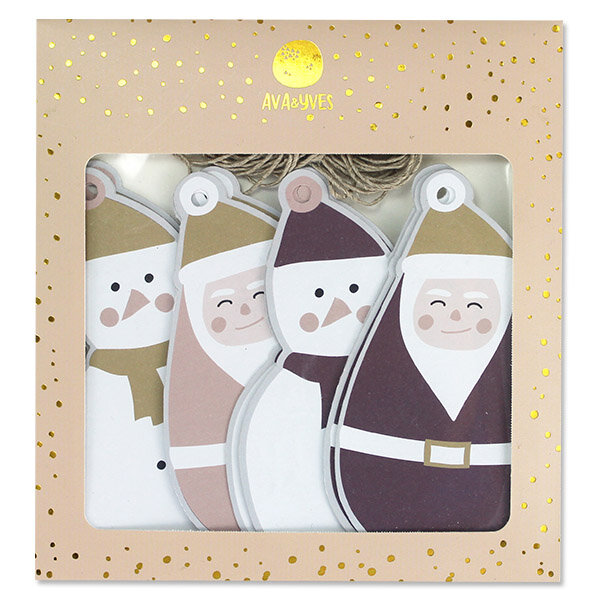 Geschenkanhänger – Weihnachts-Schneemänner, rosé