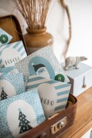 Papiergeschenktüten klein, eisblau/weiß