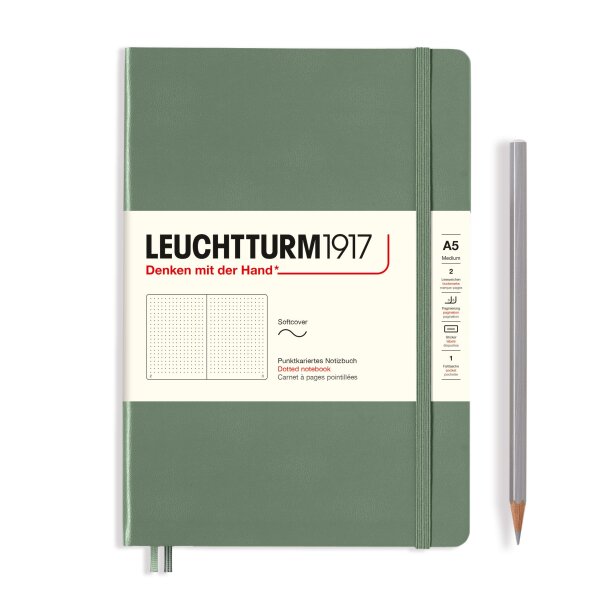 Notizbuch Medium A5 Softcover olive, dotted