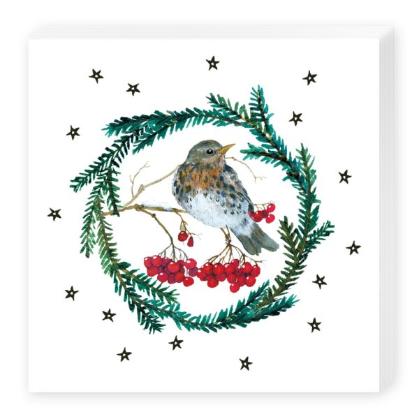 Serviette Wintervögel