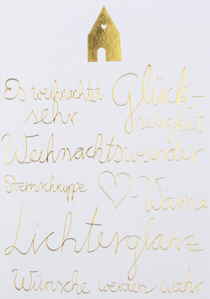 Weihnachtswörterkarte Haus Es weihnachtet sehr