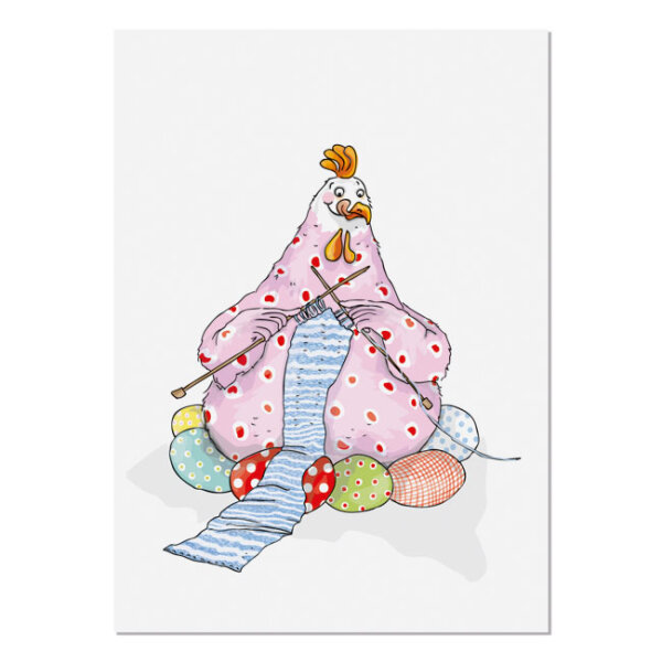Postkarte Strickhuhn