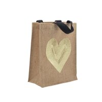 Geschenktasche Jute Herz Pailletten Natur
