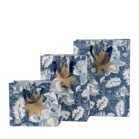 Papiertasche Floral Navy L