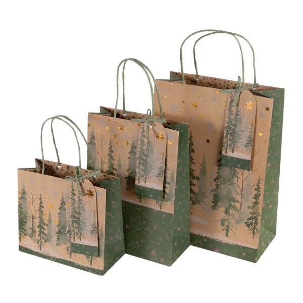 Papiertasche Kraft Bäume L