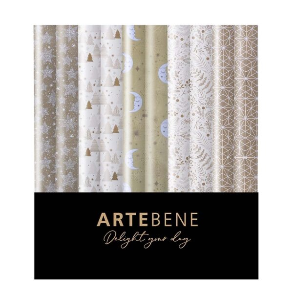 Geschenkpapier Rolle Weihnachten weiß - gold