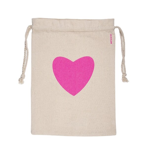 Geschenksack Baumwolle ORGANICS Herz Pink