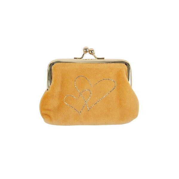 Clipbörse Samt gelb Herzen