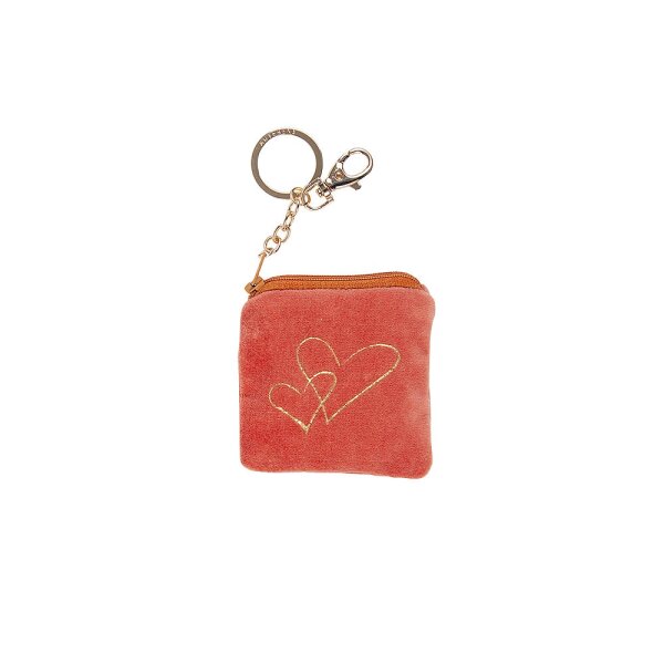 Schlüsselanhänger – Täschchen, orange mit Herzen