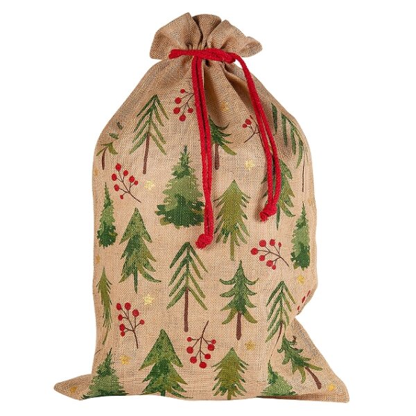 Geschenksäckchen Jute Bäume XL