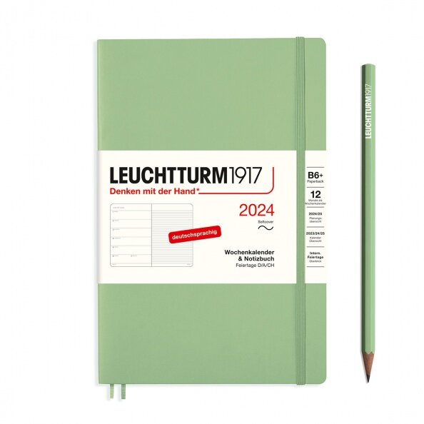 Wochenkalender & Notizbuch Paperback (B6+) 2024 - Salbei