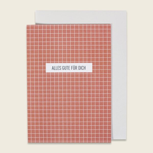 Klappkarte– “Alles Gute für Dich”, kariert, lachs