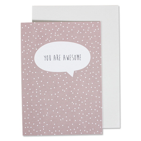 Klappkarte You are awesome- rosé mit weissen Pünktchen