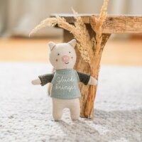 Glücksbringer - Schwein mit shirt in eisblau/oliv