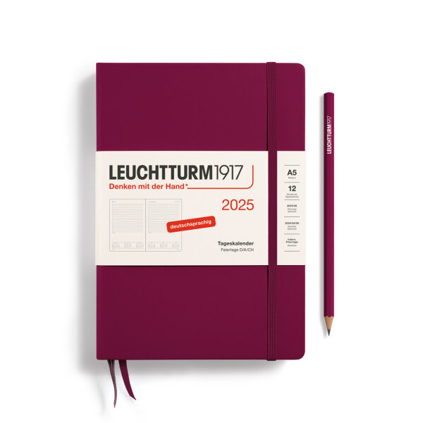 Tageskalender Medium (A5) 2025, port red