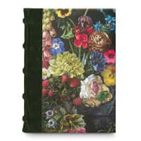 Halb-Leder Journal – Blumenmuster mit grünem...