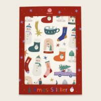 Adventkalender-XMas-Sticker mit Glitzer bunt