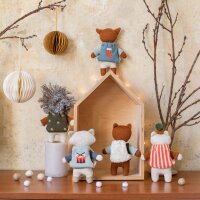 Weihnachts-Reh mit Pilz-Pulli und Rucksack blau
