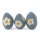 Filz blaue Eier mit Blümchen - 3er Set