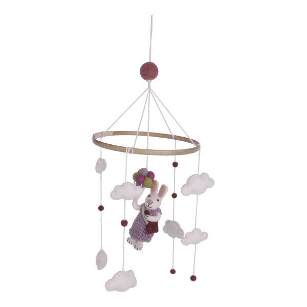 Filz: Mobile mit Hasenmädchen und Wolken