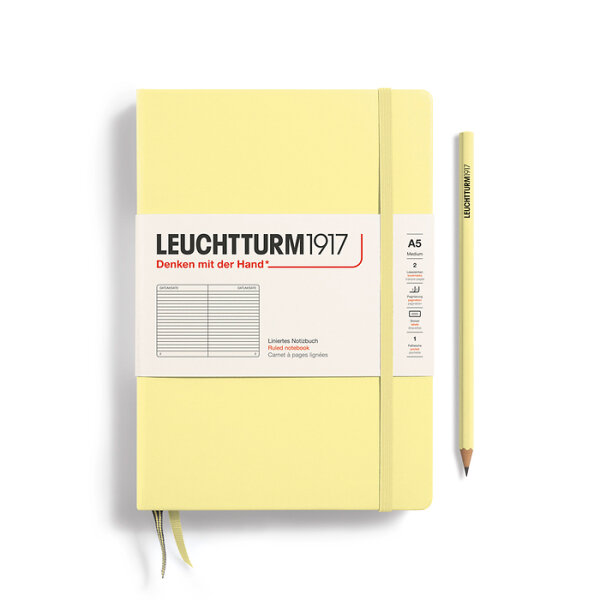 Notizbuch Medium (A5), Hardcover, 251 nummerierte Seiten, Vanilla, liniert