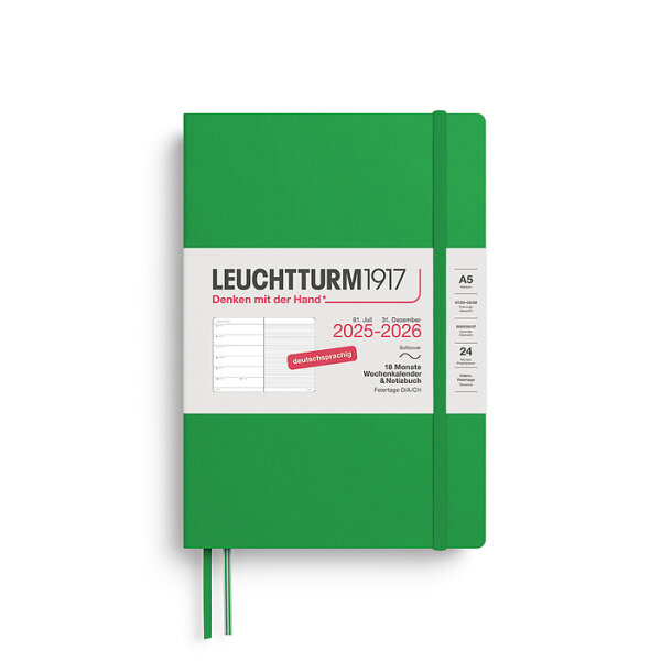 Wochenkalender & Notizbuch, 18 Monate, Medium A5 2026 softcover, Spring Leaf