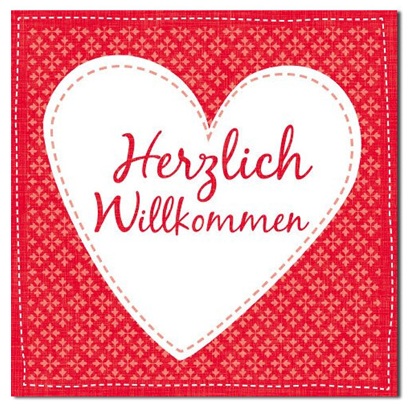Serviette Herzlich Willkommen rot