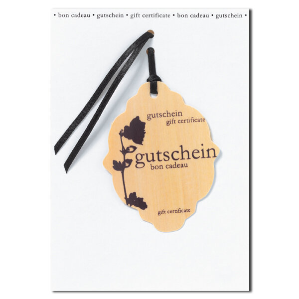 Holzblattkarte Gutschein
