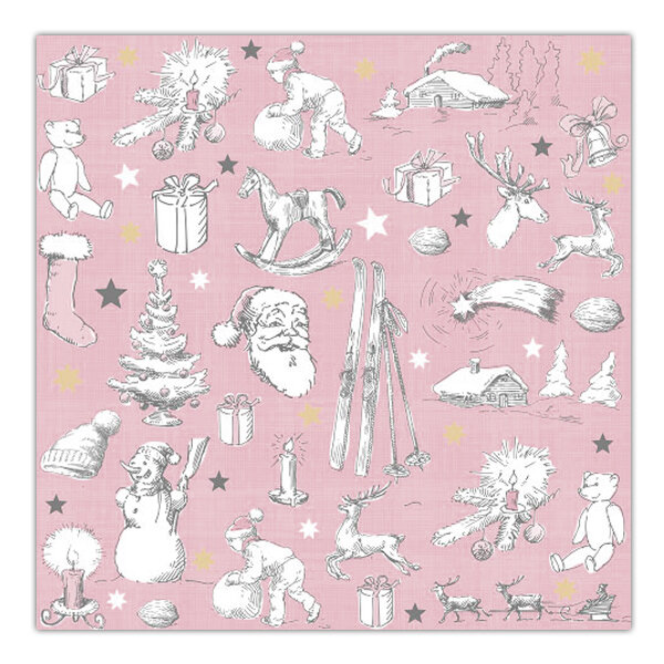 Servietten – Stahlstich Weihnacht rosa