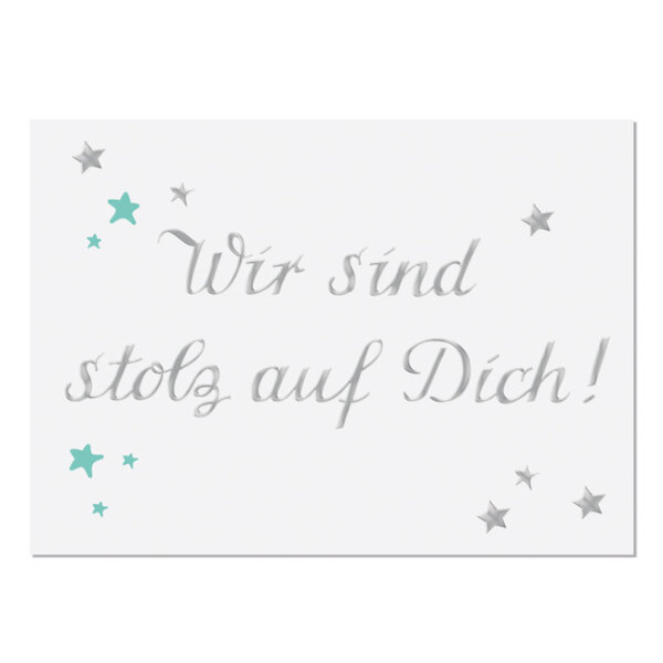 Postkarte wir sind stolz auf Dich