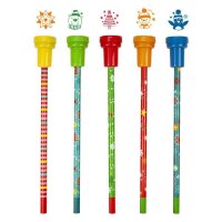 Bleistift mit Stempeltopper