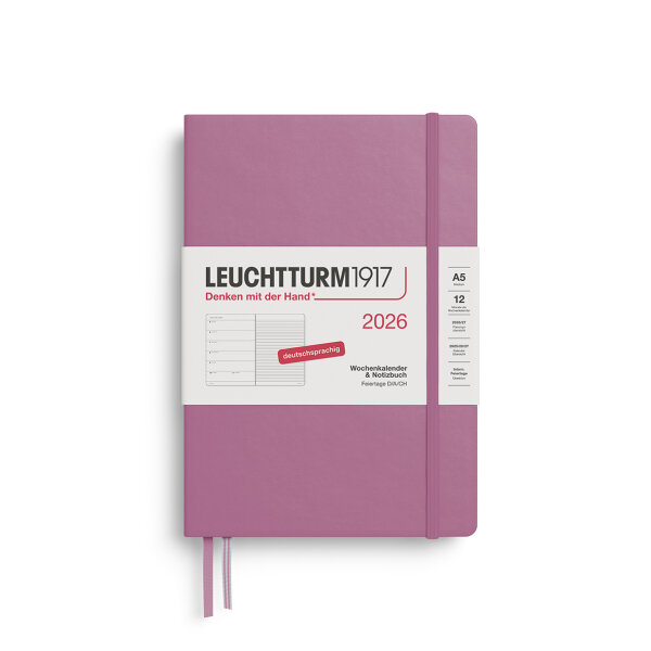Wochenkalender & Notizbuch Medium A5 2026 dusty rose