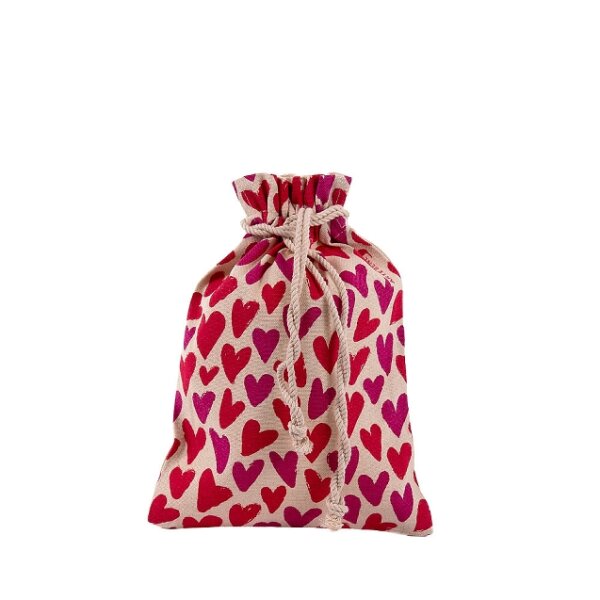 Geschenksack Baumwolle mit Herzen