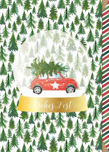 Klappkarte Weihnachten Schneekugel