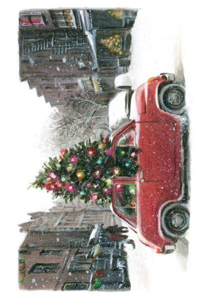 Bomo Klappkarte mit Kuvert - Weihnachtsauto