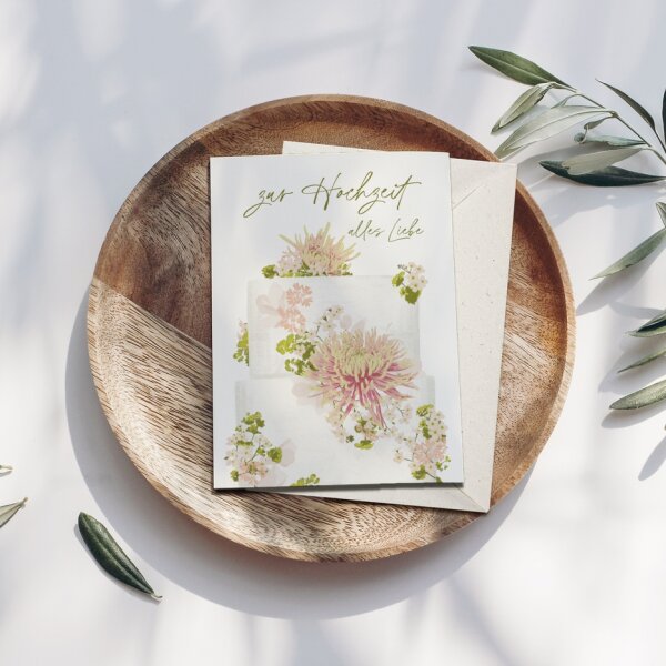 Klappkarte "Hochzeit Torte" mit Umschlag
