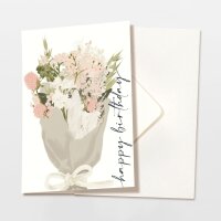 Klappkarte "Happy Birthday rosa Blumen" mit...