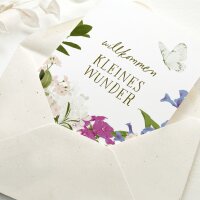 Klappkarte "Geburt mit Blumen" mit Umschlag