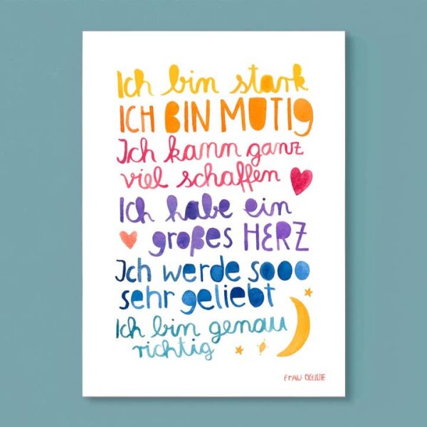 Poster "Affirmation" A4 "Ich bin stark..."