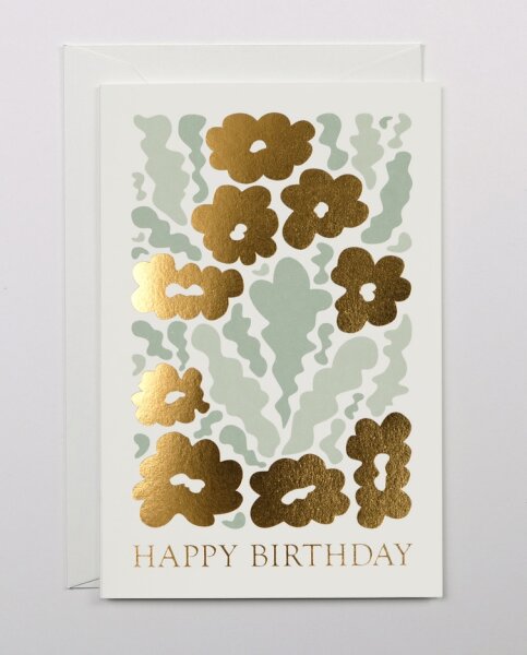 Große goldene Blumen-Geburtstagskarte