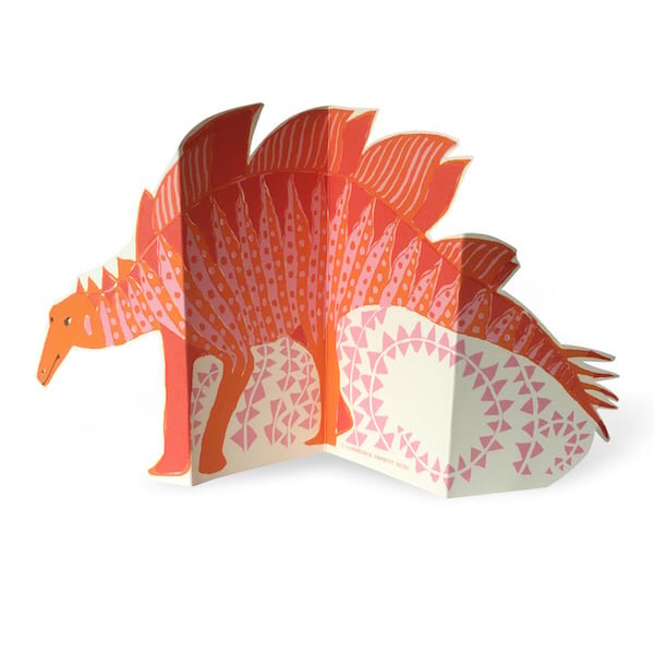 Faltkarte Stegosaurus pink und orange